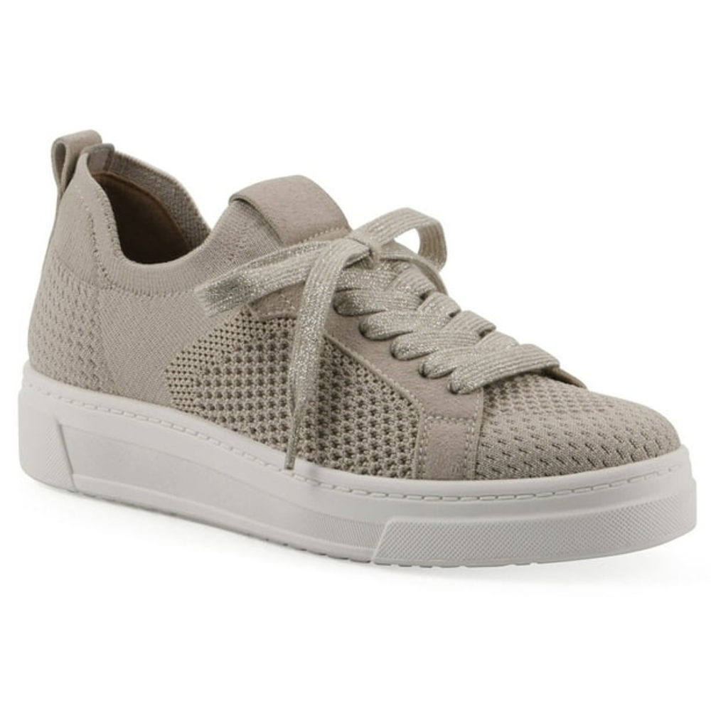 White Mountain Women's Lace-Up Women’s Knit Lace-Up Platform Sneaker in Taupe